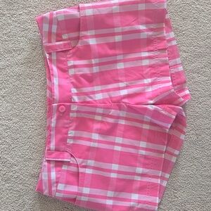 Adidas Pink and White Plaid Athletic Shorts Size 6
